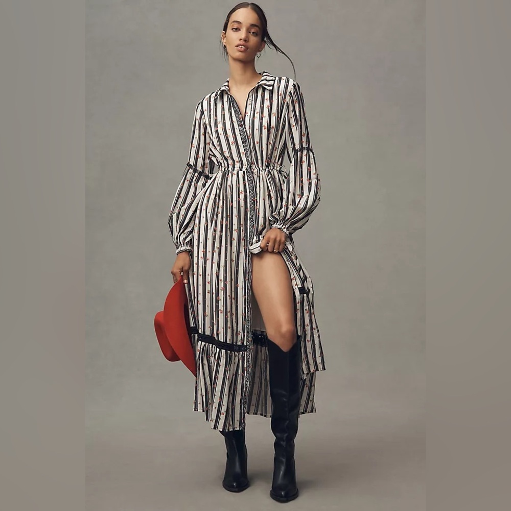 NWT Anthropologie Printed Button down Maxi Shirt Dress